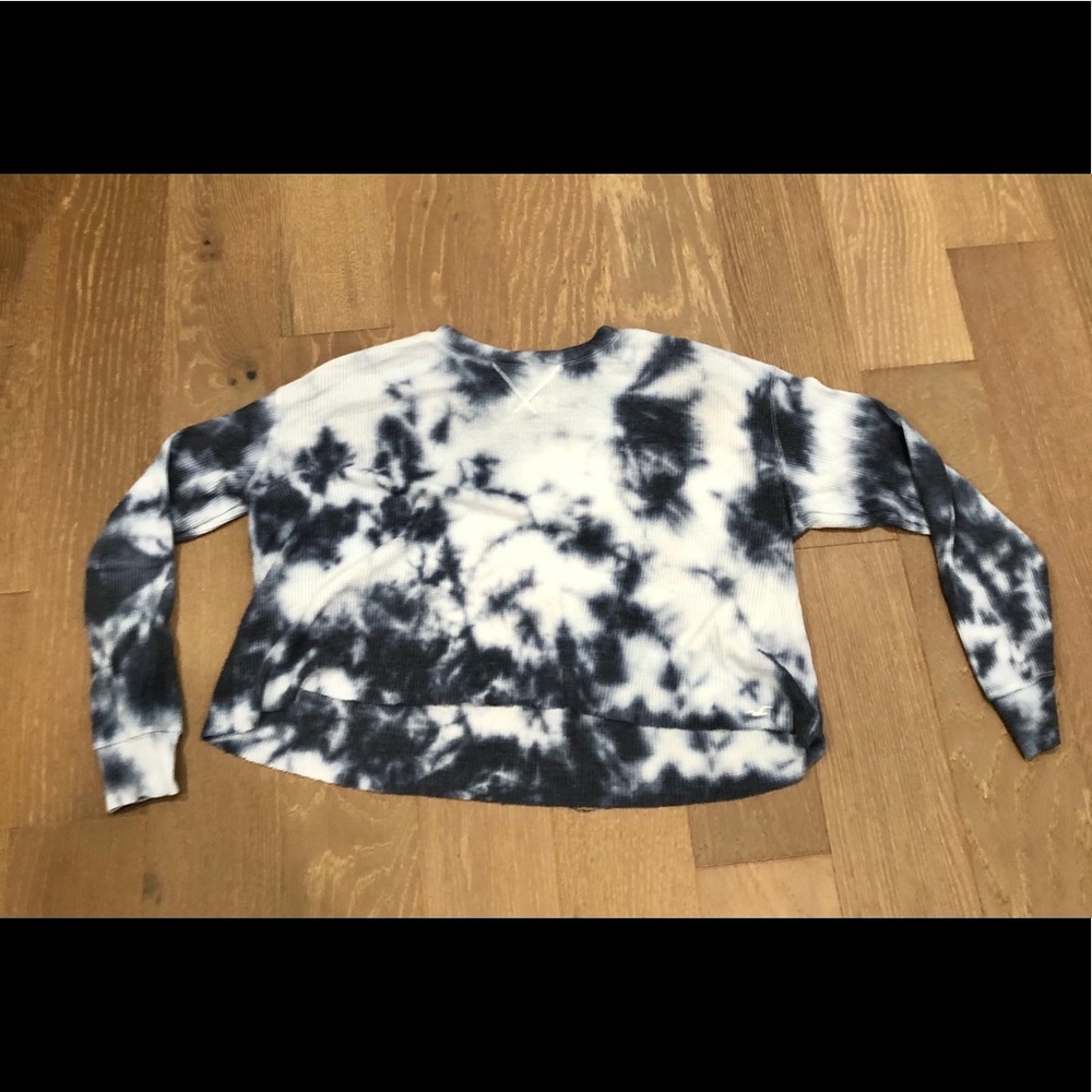 Hollister Waffle Knit Blue & White Tie Dye Crop